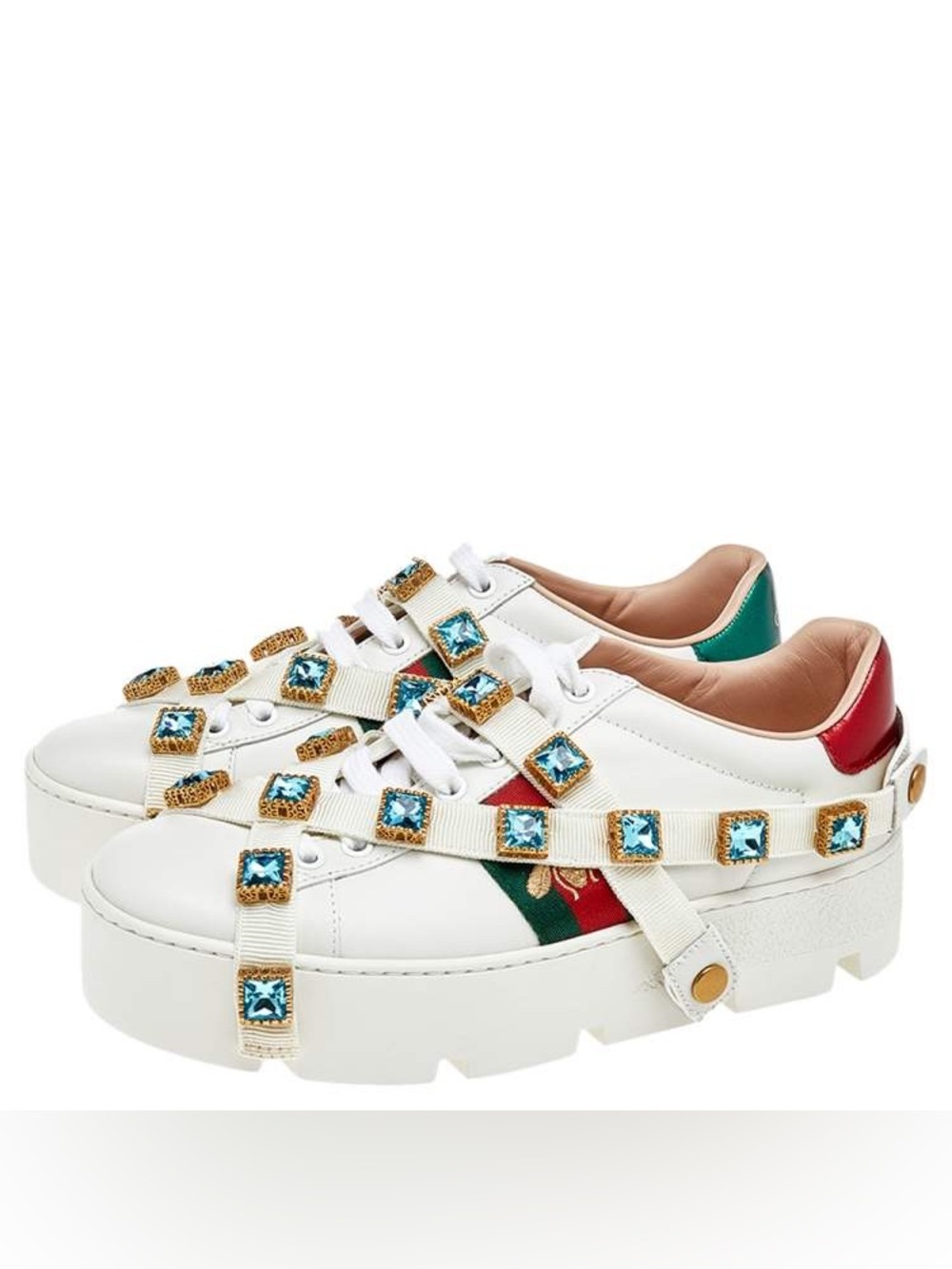 NIB $1200 Gucci Ace Platform Sneaker w/ Removable Crystals Size 36 Limited Editi